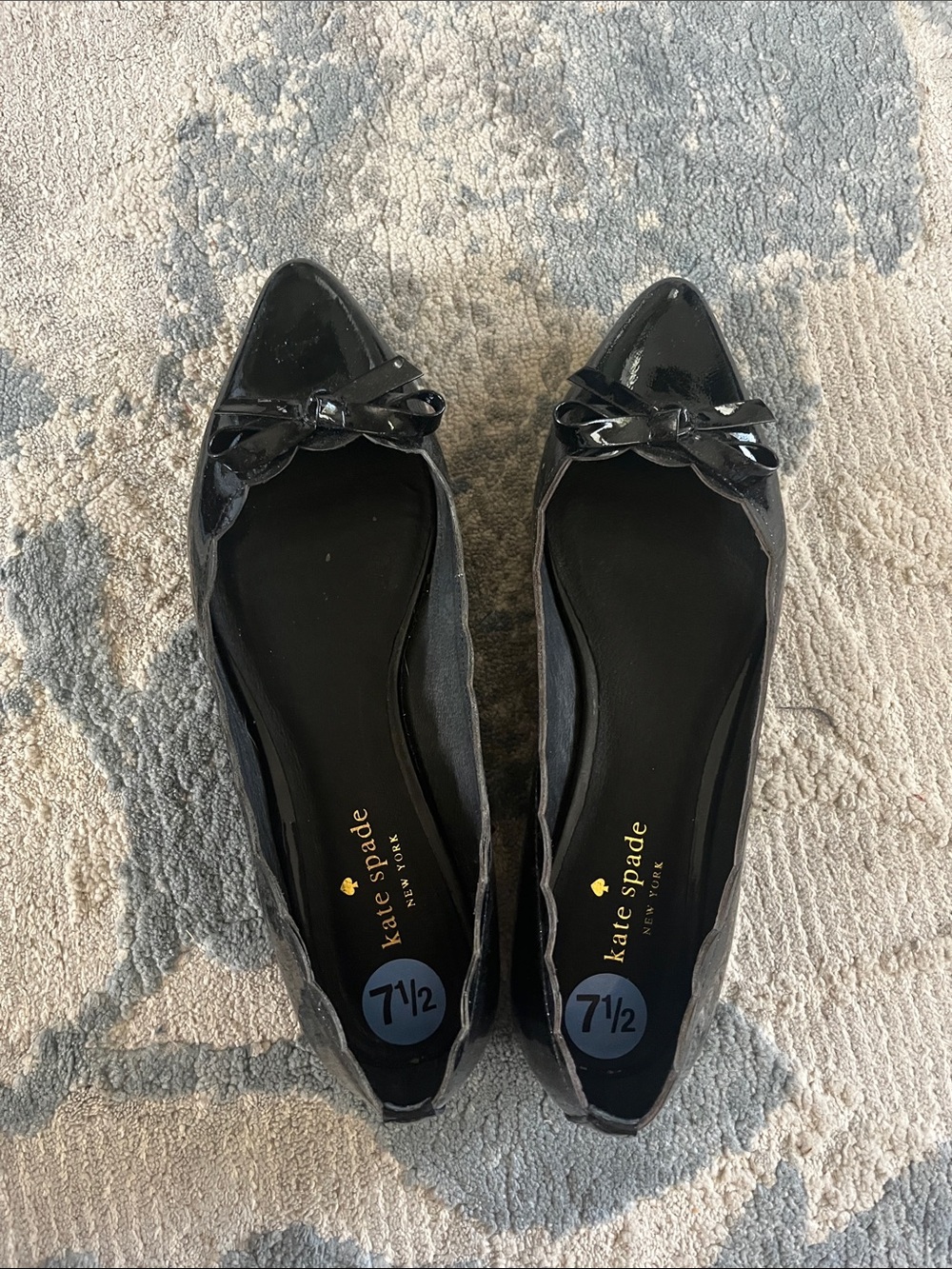 kate spade Black Patent Pointed Bow Flats